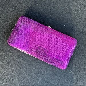 Pink sequin clutch wallet purse